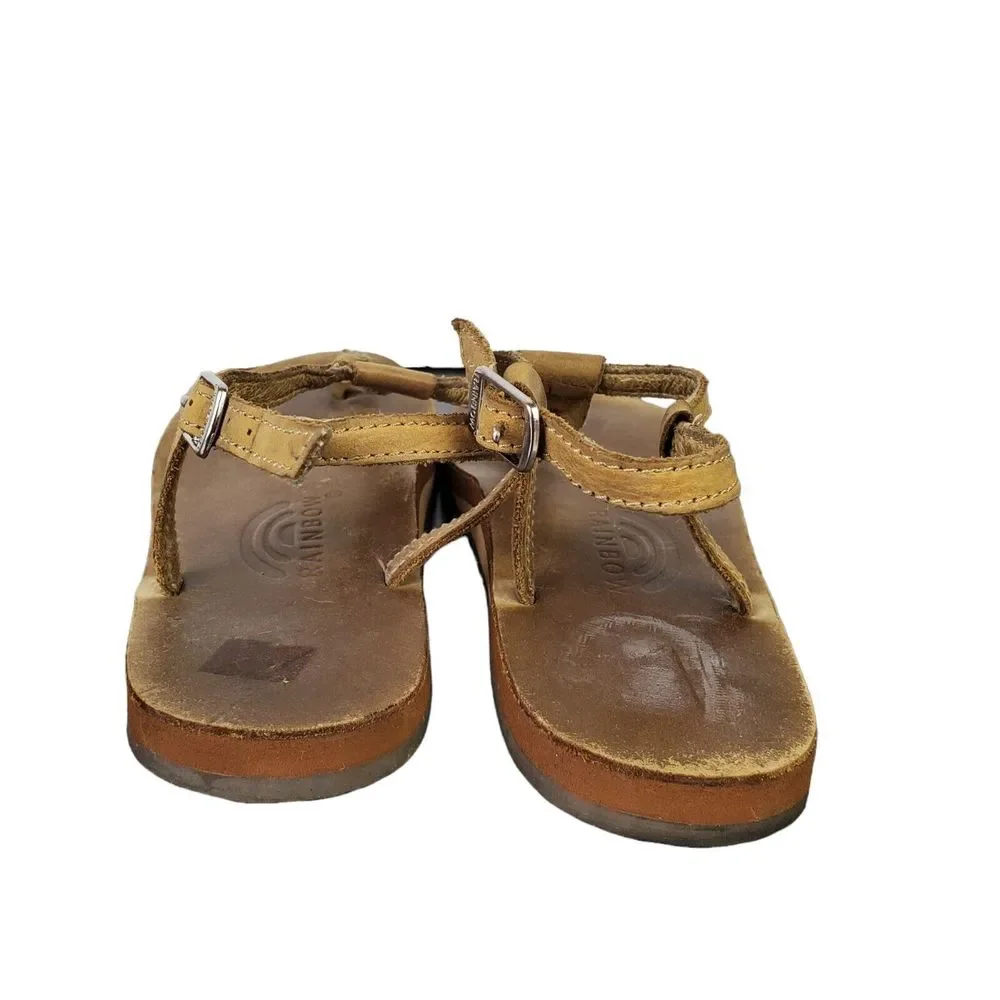 Rainbow Women's Tan Braided Thong T Strap Sandals Sz L 7.5 - 8.5